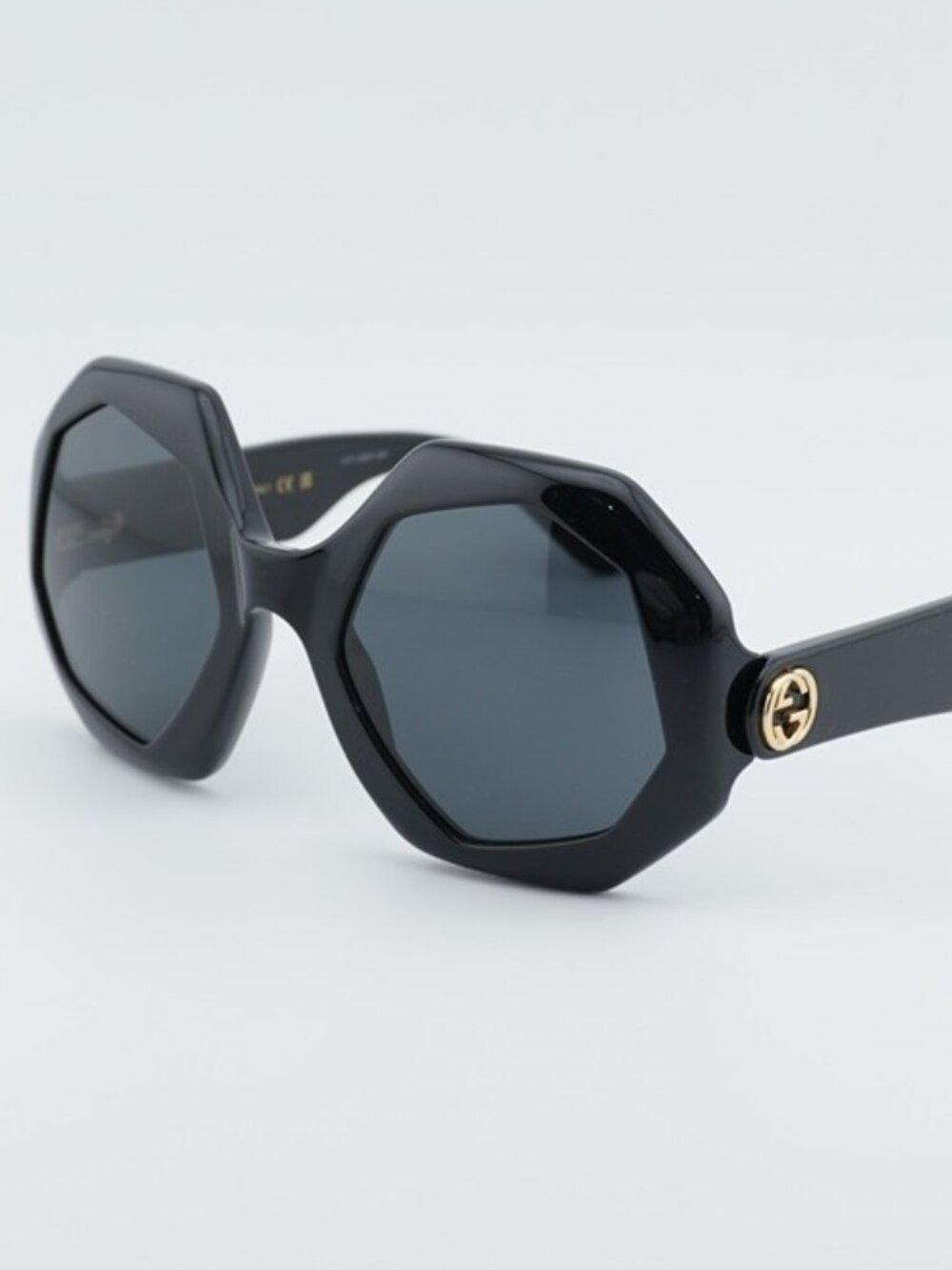 Gucci GG1242S 001 Women Sunglasses Black Geometric Frame, Grey Lenses